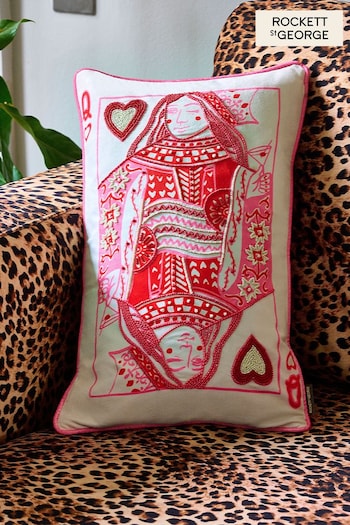 Rockett St George Malkemus Pink Queen Of Hearts Cushion (957933) | £25