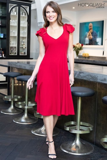 Hot Squash Red Frill Sleeve A-Line Dress (958245) | £139