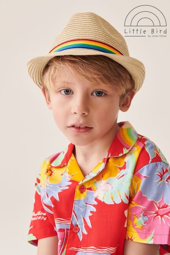 Little Bird by Jools Oliver Natural Rainbow  Striped Trilby Straw Hat (958291) | £12 - £14