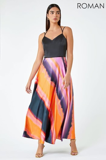 Roman Pink Luxe Colourblock Fit And Flare Maxi Dress (958477) | £135