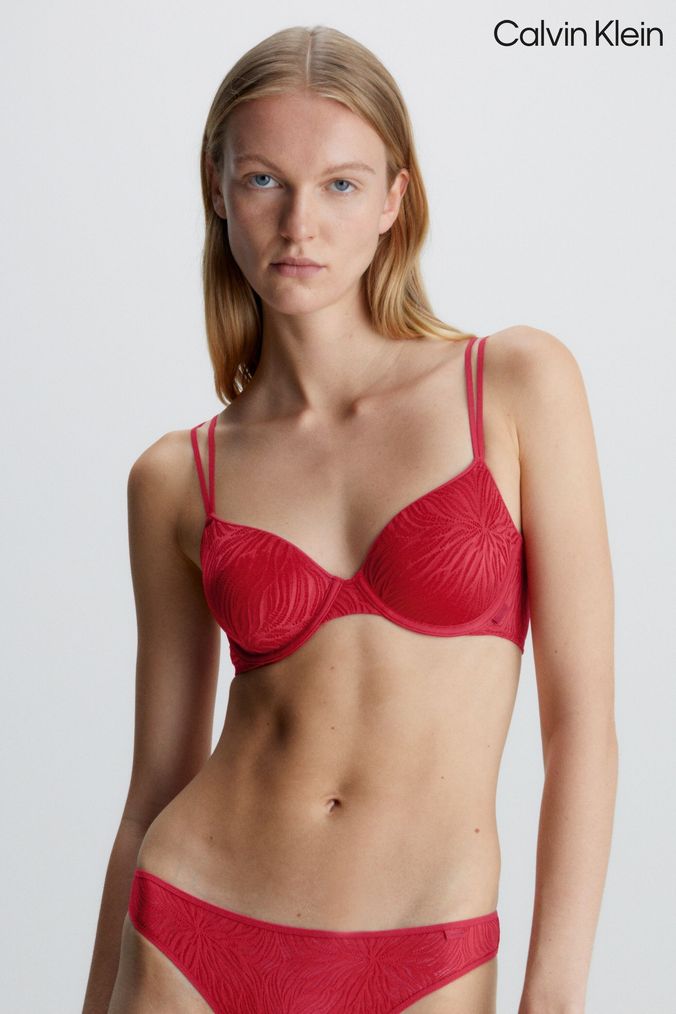 Red velvet calvin klein underwear set store