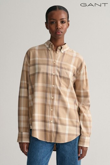 GANT Natural Relaxed Checked Flannel Shirt (958576) | £120