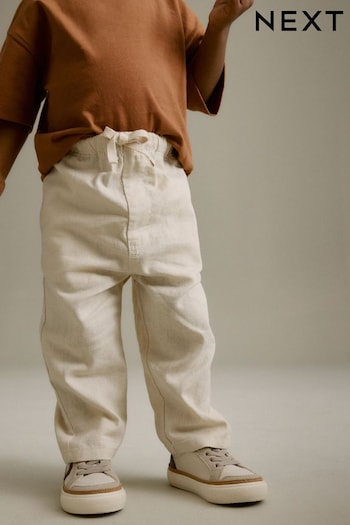 Ecru Cream Loose Fit Pull-On Linen Blend Trousers pink (3mths-7yrs) (958694) | £9 - £11