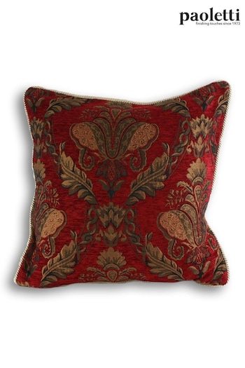 Riva Paoletti Burgundy Red Shiraz Traditional Jacquard Feather Filled Cushion (958713) | £36