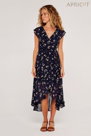Apricot Blue Botanical Ruffle Wrap Midi Dress (958830) | £36