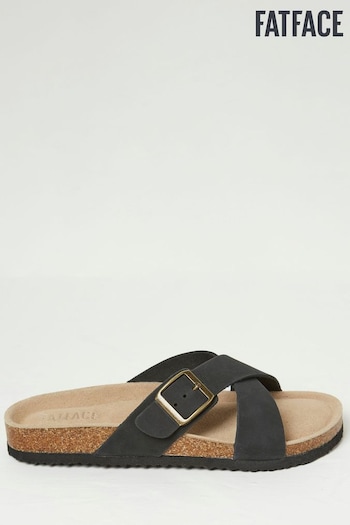 FatFace Black Lois Cross-Over Footbed Sandals (958906) | £39
