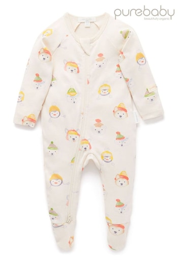 Purebaby Cream Zip Baby Sleepsuit (959123) | £22