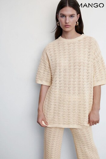 Mango Oversize Cream Short Sleeve Sweater (959332) | £36