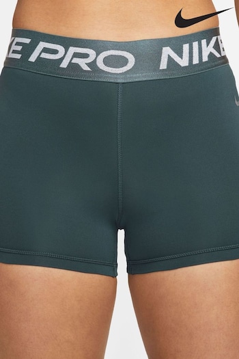 Nike Green Metallic Pro 3" Mid-Rise Shorts (959368) | £33