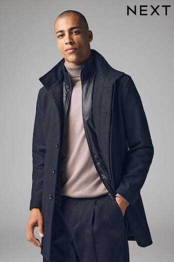 Black Funnel Neck Coat with Wool (959380) | £99