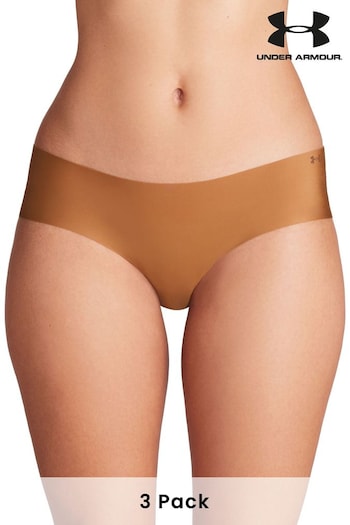 Under Armour Light Brown No Show Pure Stretch Hipster Knickers 3 Pack (959626) | £26