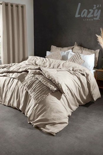 Lazy Linen Natural 100% Washed Linen Throw (95E097) | £175