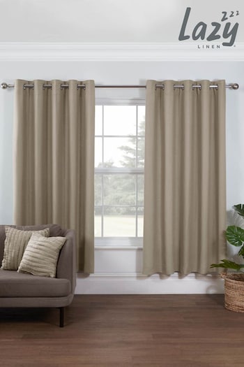 Lazy Linen Linen 167x183cm 100% Washed Linen Eyelet Curtains (95L356) | £79