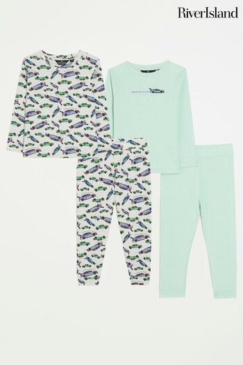 River Island Grey Boys Car Pyjama Set 2 Pack (960361) | £22