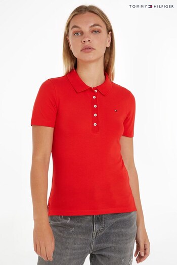 Tommy AW0AW13144 Hilfiger Slim Red 1985 Pique Polo Shirt (960496) | £75