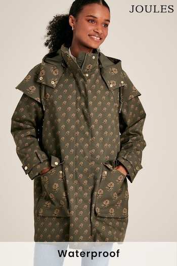 Joules Edinburgh Green Premium Waterproof Hooded Raincoat (960497) | £159