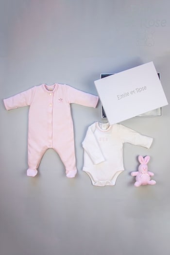 Emile et Rose pink All in One, Body Vest & Toy Gift Set (960592) | £55