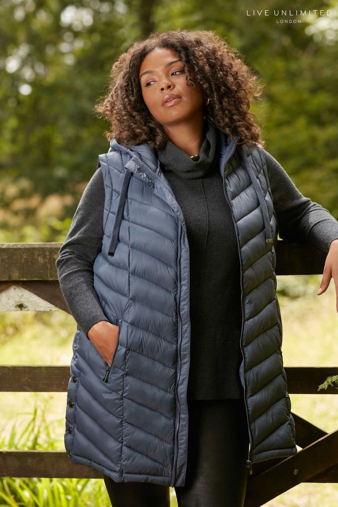 Long hot sale puffer gilet