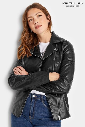 Long Tall Sally Black Faux Leather Biker Jacket (960706) | £65