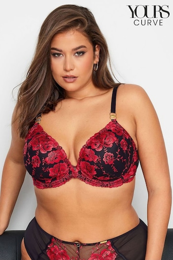 Yours Curve Red Hallie Embroided Padded Bra (961367) | £34