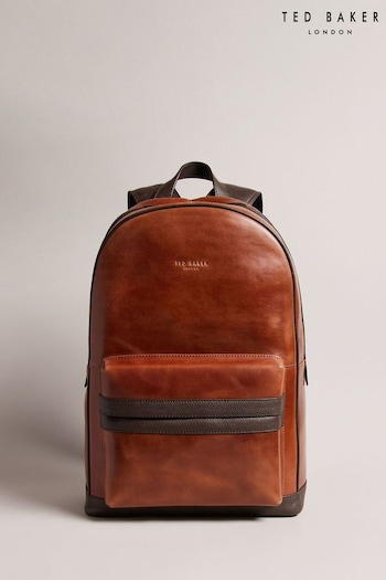Ted Baker Brown Waxy Leather Mix Backpack (961554) | £195