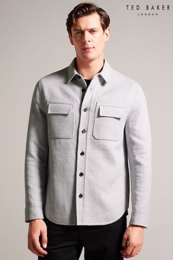 Ted Baker Grey Dalch Long Sleeve Splittable Wool Shirt (961591) | £175