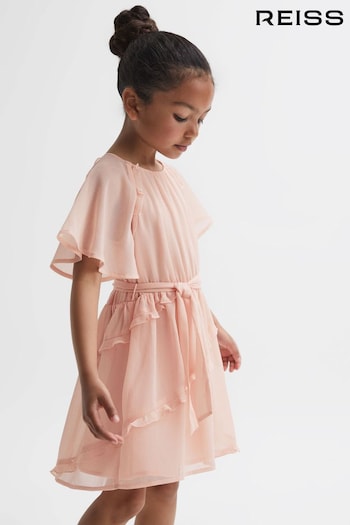 Reiss Pink Aubrey Junior Belted Frill Dress (961921) | £60