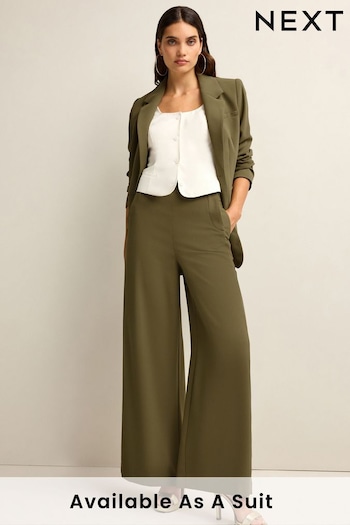 Khaki Green Tailored Crepe Super Wide Trousers (962000) | £44