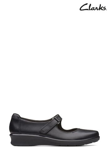 Clarks Black Black Leather Hope Henley Shoes (962076) | £65
