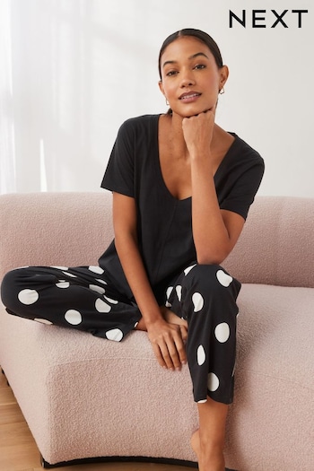 Monochrome Spot Cotton Short Sleeve Pyjamas (962336) | £17