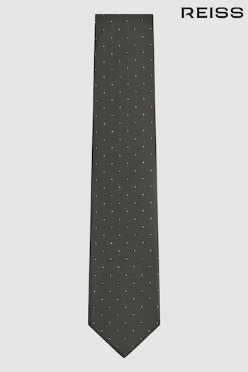 Reiss Charcoal Liam Silk Polka Dot Tie (962484) | £48