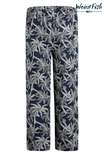 Weird Fish Blue Tresco Eco Viscose Printed Cropped Trousers (962621) | £38