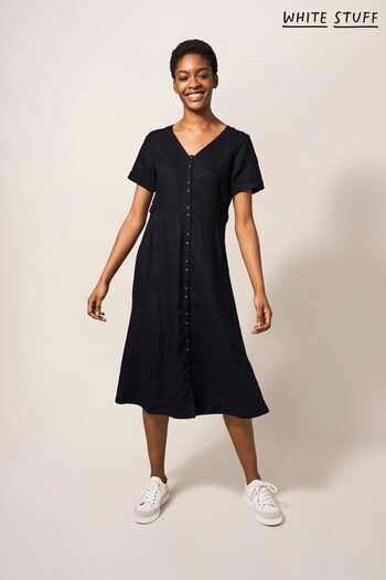 White Stuff Ivy Linen Midi Black Dress (962962) | £80