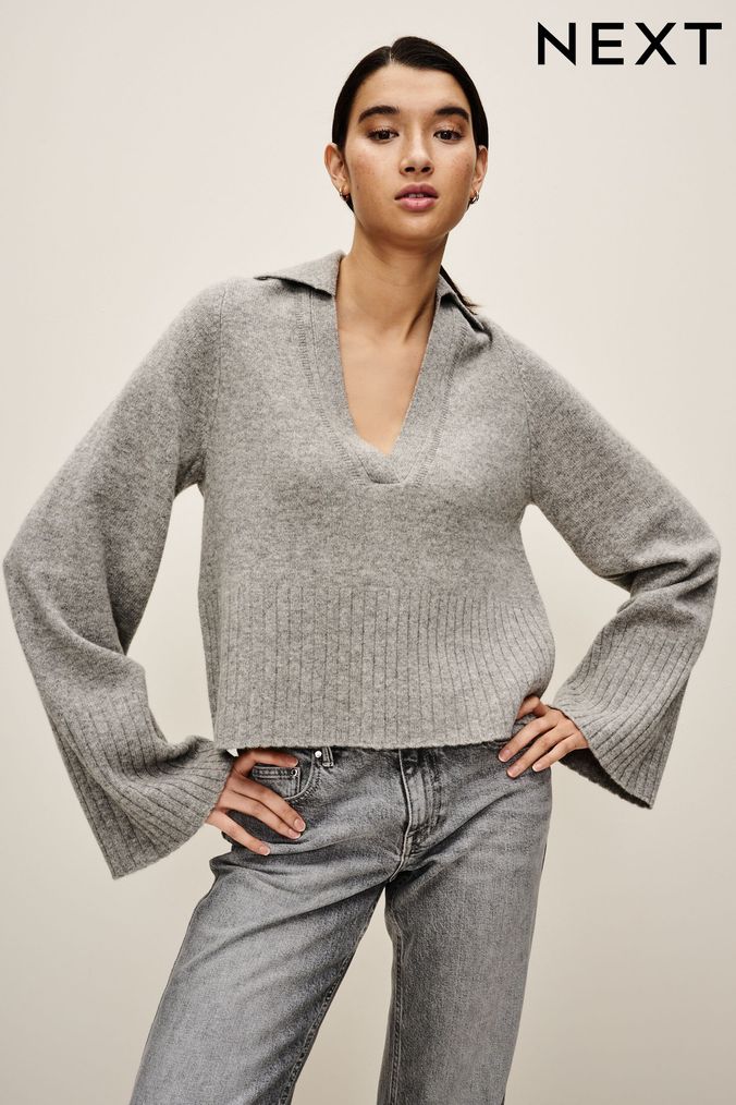 Buy Women s Grey Collared Jumpers Online Next UK
