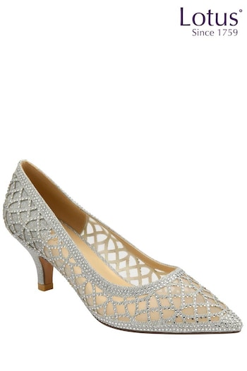 Lotus Silver Diamante Pointed Toe Court Shoes (963010) | £70