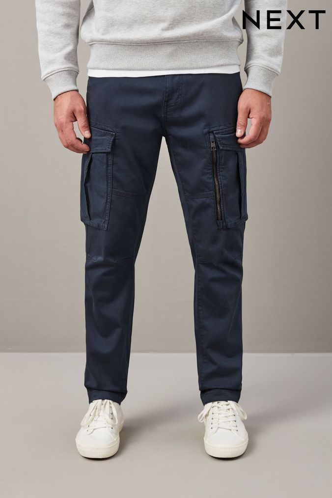 Dark blue outlet cargo trousers