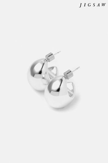 Jigsaw Silver Tone Chunky Dome Earrings (963064) | £55