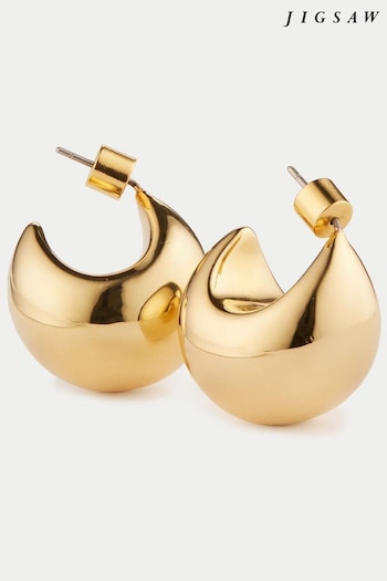 Jigsaw Gold Tone Chunky Dome Earrings (963108) | £55