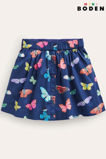 Boden Blue Button Through Apple Twirly Skirt (963162) | £27 - £31