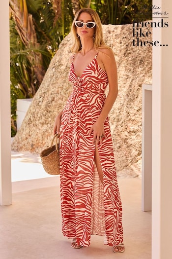 All Personalised Gifts Red Strappy Sweetheart Neckline Maxi Dress (963371) | £42