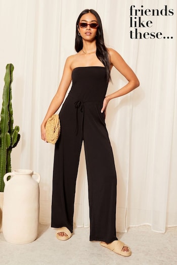 Friends Like These Black Bandeau Jumpsuit With Belted (963923) | £28