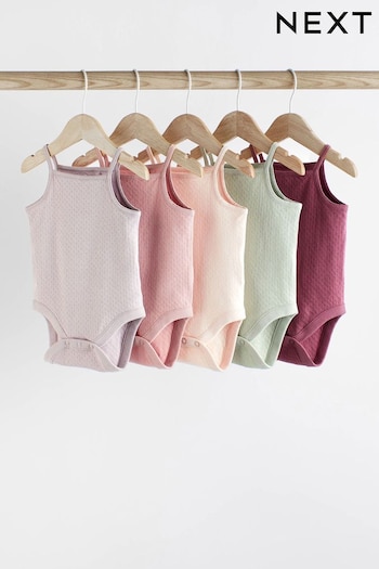 Multi Pastel Baby Strappy Vest Bodysuits 5 Pack (963948) | £12 - £14
