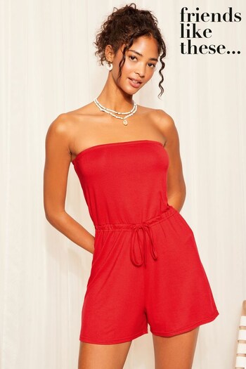 Friends Like These Red Bandeau Playsuit With Belt (963992) | £18