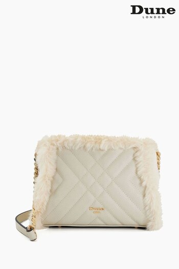 Dune London Cream Dinidevonia Small Faux Fur Chain Bag (964019) | £80