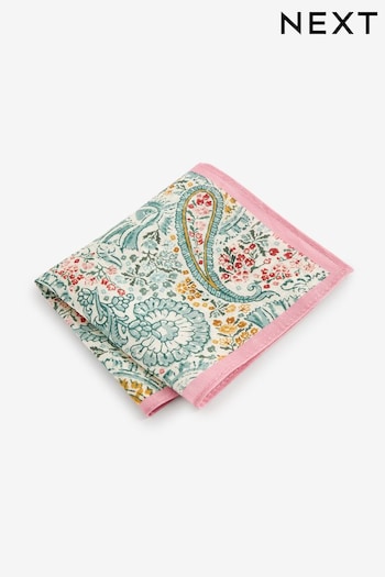 Damson Pink Batik Floral Linen Pocket Square (964392) | £10