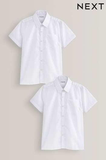 White 2 Pack Short Sleeve Stretch School Shirts (3-16yrs) (964556) | £12.50 - £18