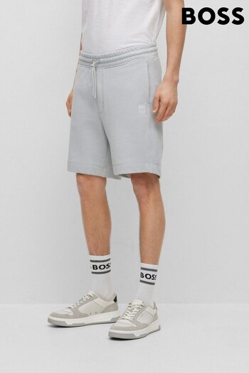 BOSS Grey Logo Patch Sports Shorts in Cotton Terry (964589) | £89