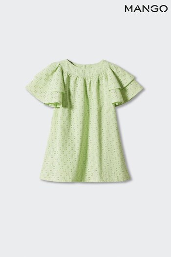 Mango Green Frills Embroidered Dress (964733) | £28