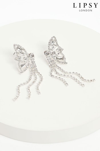 Lipsy Jewellery Silver Tone Crystal Statement Butterfly Earrings (964830) | £20