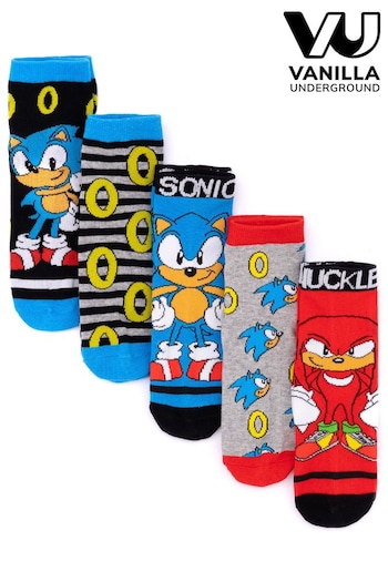 Vanilla Underground Black Sonic Sonic the Hedgehog Boys Sonic & Knuckles Calf Socks Set of 5 (964853) | £14